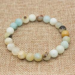 Bivei Natural Gem Semi Precious Reiki Healing Crystals Handmade 8mm Round Beads Stretch Bracelet