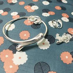 MA&SN 4 Pieces Jewelry Set S925 Sterling Silver Water Drop Shape Earrings Bangle Necklace Ring Women Girl Gift