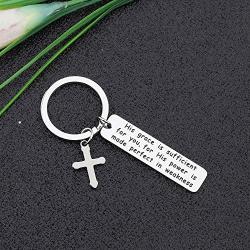 CYTING Christian Gift His Grace is Sufficient His Power is Made Perfect in Weakness 2 Corinthians 12:9 Scripture Keychain Religious Jewelry Bible Verse Gift
