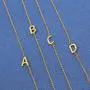 Glimmerst Sideways Initial Necklace, 18K Gold Plated Stainless Steel Mini Letter Choker Necklace Personalized Name Necklace for Women