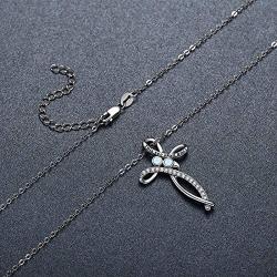 CHENGHONG Opal Semicolon Necklace 925 Sterling Silver Celtic Knot Cross Necklace Suicide Awareness Jewelry Inspirational This Too Shall Pass Gifts for Women Girls Friends