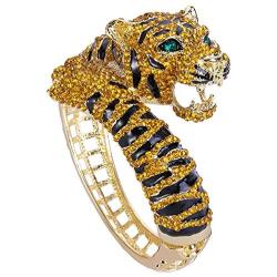 EVER FAITH Austrian Crystal Enamel Gorgeous Tiger Animal Bangle Bracelet Clear