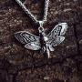 SanLan Death Head Moth Pendant Necklace Wicca Jewelry Goth Moth and The Moon