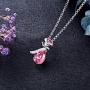 CDE Swarovski Necklace Flower Pendant Pink Crystals Women Jewelry Necklaces