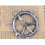 Alilang Silver Tone Retro Pink Blue Flower Crystal Rhinestone Hippie Peace Symbol Pendant Necklace