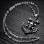 Skull Anchor Pendant Choker Necklace for Men Gothic Punk Crossbones Skeleton Heads Anchor Necklace Chain Fashion Jewelry