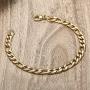 Wang Gao Men Women Fashion Figaro Link Chain Biker Bracelet 8mm Gold Stainless Steel Wrist Jewelry 7.87 Length