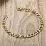 Wang Gao Men Women Fashion Figaro Link Chain Biker Bracelet 8mm Gold Stainless Steel Wrist Jewelry 7.87 Length