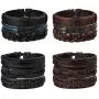 Jstyle 12Pcs Braided Leather Bracelet for Men Women Cuff Wrap Bracelet Adjustable Black and Brown (A:12Pcs) Jstyle 12Pcs Braided Leather Bracelet for Men Women Cuff Wrap Bracelet Adjustable Black and Brown (A:12Pcs)
