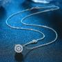 TONGZHE Round Blue Evil Eyes Pendant Necklace in Sterling Silver 925 CZ Adjustable 16''/17''/18'' Cable Chain