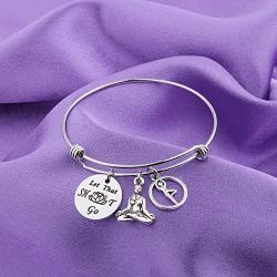 MAOFAED Yoga Bracelet Let That Shit Go Lotus Bracelet Jewelry Inspirational Gift for Women Girls