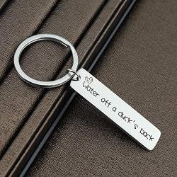 TOGON Funny Keychain for Women Girl Friend Family Duck Jewelry Inspirational Quote Keychain Water Off A Ducks Back Keychain