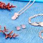3 Pieces Jewelry Set Cat Necklace Pink Opal Pendant Rhinestone Jewelry Bracelet Set Earring Stud for Teen Girls and Women
