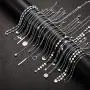 16 Pieces Layered Choker Necklace Adjustable Pendant Necklace Moon Sequins Choker Multilayer Chain Necklace Set for Women Girls