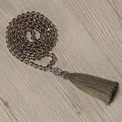 Self-Discovery Mala Necklace Tassel, 108 Beads 6mm Japa Mala Rose Quartz, Picture Jasper, Labradorite for Men or Women