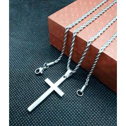 FZTN Jewelry Gold Necklace for Men & Women/Round Box Chain or Rope Chain with Cross Pendant Prayer Necklace/Love Heart Pendant Necklace / 20''-24'' Link Chain