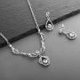 Mariell Silver Vintage Crystal Necklace and Earrings Jewelry Set for Prom, Bridal and Bridesmaids