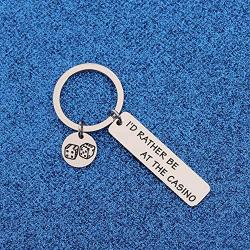 WUSUANED Gambler Gift Id Rather Be at The Casino Lucky Dice Keychain Casino Lover Gift Gambling Jewelry