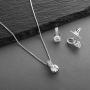 Mariell Delicate Round-Cut Cubic Zirconia Necklace Earrings Set for Brides, Bridesmaids or Everyday Wear