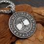GuoShuang Norse Vikings Runes Amulet Pendant Necklace The Tree of Life Runes Pendant Necklace Nordic Talisman