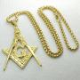 Ahappy-18k Gold Filled Sculpture Freemasonry Masonic Mason Pendant Chain Necklace N275 50 60 70 80cm
