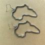 DAMLENG Unique Vintage Hollow Gold Silver African Map Dangle Earrings Ethnic Style African Drop Earrings for Women Bohemia Style Jewelry