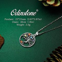 Odinstone 925 Sterling Silver Pendant, Tree of Life Necklace for Women Girls,Cubic Zirconia Necklace Fine Jewelry Gifts for Wife, Mum and Girlfriend