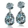 Sterling Silver London Blue, Swiss Blue and White Topaz Cluster Tonal Teardrop Dangle Earrings