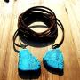 Doubnine Turquoise Choker Boho Wrap Necklace Bohemian Jewelry Vegan Suede Lariat Sexy Accessories for Women