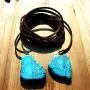 Doubnine Turquoise Choker Boho Wrap Necklace Bohemian Jewelry Vegan Suede Lariat Sexy Accessories for Women