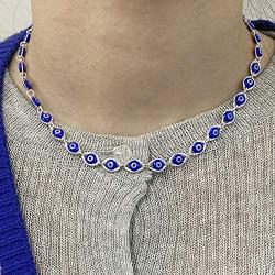 Evil Eye Choker Necklace and Bracelet Set for Women Blue Evil Eye Bracelets for Girls