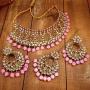 I Jewels 18k Gold Plated Indian Bollywood Wedding Faux Beads Choker Jewelry Set with Maang Tikka for Women