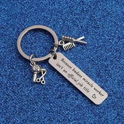 WUSUANED Hair Stylist Gift Because Badass Miracle Worker Isnt an Official Job Title Keychain Hairdresser Jewelry Gift for Hairdresser Hair Cutter Barber