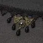 Black Lace Necklace Earrings Set - Gothic Lolita Pendant Choker Clothing Accessories for Wedding Birthday Hallowen Christmas
