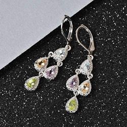 Shop LC Pear Chandelier Dangle Tear Drop Earrings for Women Prom Jewelry Mothers Day Gifts Cttw 1.5