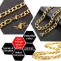 TempBeau 4.5mm - 11.5mm Wide, 14 Inches - 30 Inches Figaro Chain Necklace, Thick Stainless Steel 3:1 NK Curb Link Chain for Men Women, 18k Real Gold Plated Minimalist Jewelry