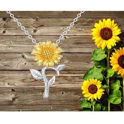 Sunflower Necklace You Are My Sunshine S925 Sterling Silver 14K Gold Plated Wedding Jewelry for Her Mom Friends Women
