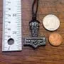Nordic Viking Jewelry Thor Asatru Swedish Mjǫllnir Thors Hammer Öland Sweden Mjölnir Pewter Mens Pendant Wealth Lucky Charm Protection Amulet Warrior Talisman Necklace Choker w Black Adjustable Cord