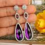 EVER FAITH Rhinestone Crystal Wedding Graceful Tear Drop Pierced Dangle Earrings