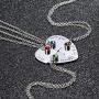 Best Friend Forever and Ever Rhinestone BFF Necklace Heart Shape Pendant Friendship Puzzle Stitching Necklace