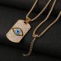 AsAlways Men & Women 18K Gold Eye of Horus Egypt Charm Jewelry Dog Tag Good Luck Success Amulet Friendship Cross pendant