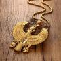 Mgutillart Hip Hop Plated 18K Gold Stainless Steel Egyptian Horus Eagle Pendant Necklace