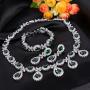 EVER FAITH Silver-Tone CZ Floral Leaves Water Drop Necklace Earrings Bracelet Set