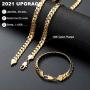 BLICHAIN Cuban Link Chain Necklace or Bracelet with Design Box Clasp for Men Boys 10MM 18K Gold Over Copper Hip Hop Miami Curb Chains 7-30 inch