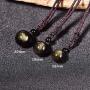 Natural Gold Obsidian Onyx Pendant Rainbow Eyes Beads Lucky Blessing Necklace
