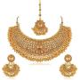 Crunchy Fashion Bollywood Style Gold Plated Traditional Indian Jewelry Necklace Set with Earrings & Tika