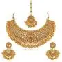 Crunchy Fashion Bollywood Style Gold Plated Traditional Indian Jewelry Necklace Set with Earrings & Tika Crunchy Fashion Bollywood Style Gold Plated Traditional Indian Jewelry Necklace Set with Earrings & Tika