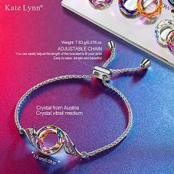 Kate Lynn Phoenix Bracelets for Women Adjustable Link Bracelet Crystals Bracelet for Girl Rainbow Jewelry for Women Unique Bracelet for Mom Lucky Gifts for Daughter