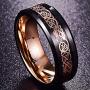 NUNCAD Mens 8mm Black Tungsten Carbide Wedding Ring Celtic Tungsten Ring Celtic Dragon Inlay Polished Finish Size 5-15