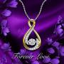 DANCING HEART Jewelry Gifts for Mom 925 Sterling Silver AAA CZ Women Necklaces Chic Jewelry Round Infinite Necklace With Gift Box Beautiful for Girls Girlfriend Wife